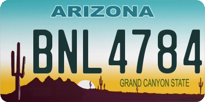 AZ license plate BNL4784