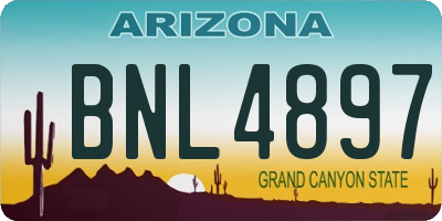 AZ license plate BNL4897