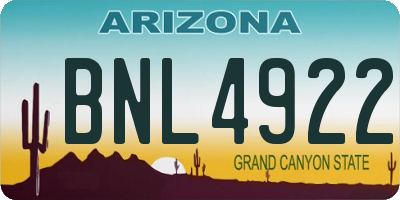 AZ license plate BNL4922