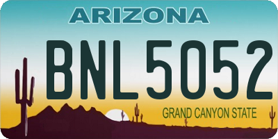 AZ license plate BNL5052