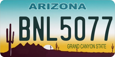 AZ license plate BNL5077