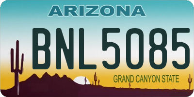 AZ license plate BNL5085