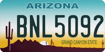 AZ license plate BNL5092