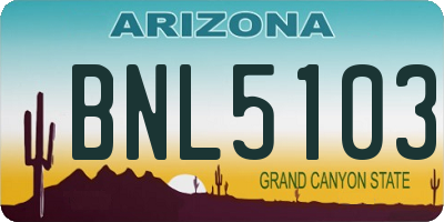 AZ license plate BNL5103