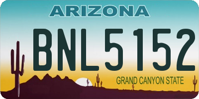 AZ license plate BNL5152