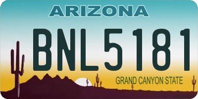 AZ license plate BNL5181
