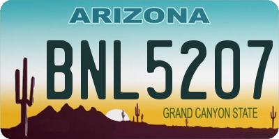 AZ license plate BNL5207