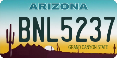 AZ license plate BNL5237
