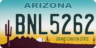 AZ license plate BNL5262