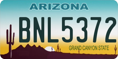 AZ license plate BNL5372