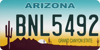 AZ license plate BNL5492