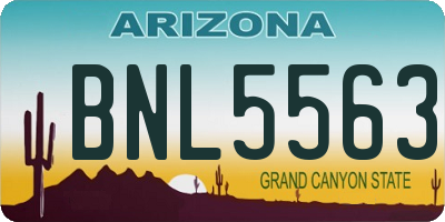 AZ license plate BNL5563