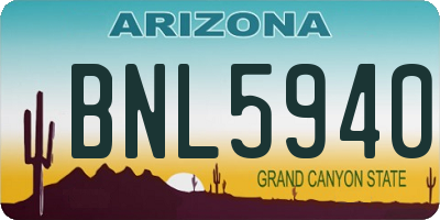 AZ license plate BNL5940