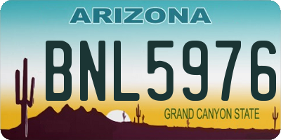 AZ license plate BNL5976