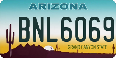 AZ license plate BNL6069