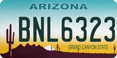 AZ license plate BNL6323