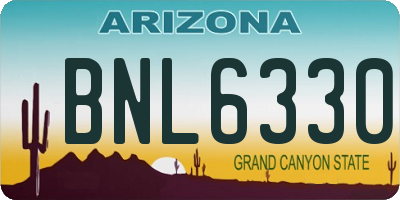 AZ license plate BNL6330