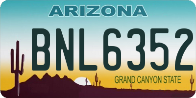 AZ license plate BNL6352