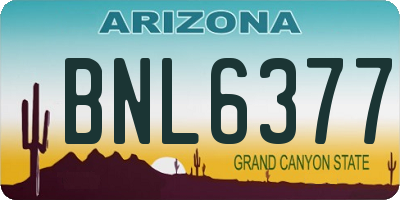 AZ license plate BNL6377