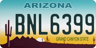 AZ license plate BNL6399
