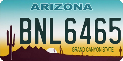 AZ license plate BNL6465