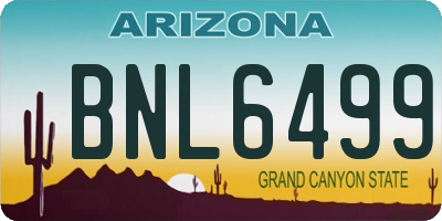 AZ license plate BNL6499