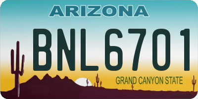 AZ license plate BNL6701