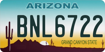 AZ license plate BNL6722