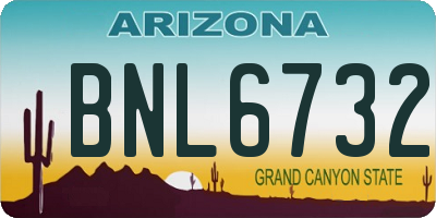 AZ license plate BNL6732