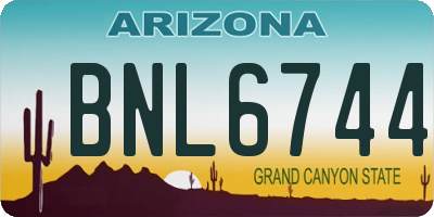 AZ license plate BNL6744