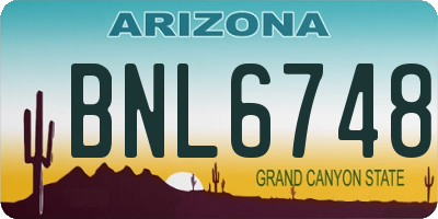 AZ license plate BNL6748