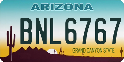 AZ license plate BNL6767
