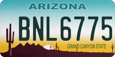 AZ license plate BNL6775