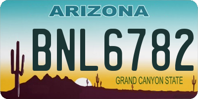 AZ license plate BNL6782