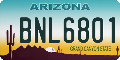 AZ license plate BNL6801