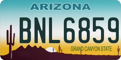 AZ license plate BNL6859