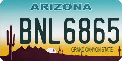 AZ license plate BNL6865
