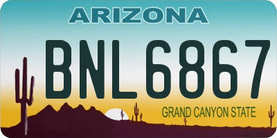 AZ license plate BNL6867