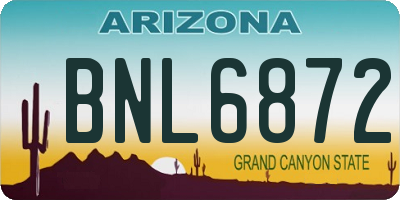 AZ license plate BNL6872