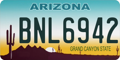AZ license plate BNL6942
