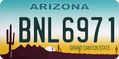 AZ license plate BNL6971
