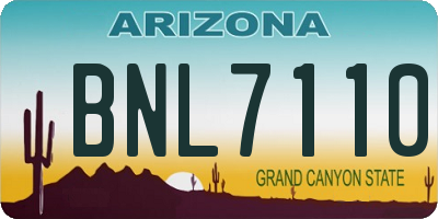 AZ license plate BNL7110