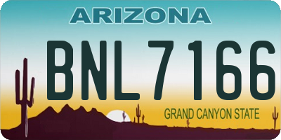 AZ license plate BNL7166