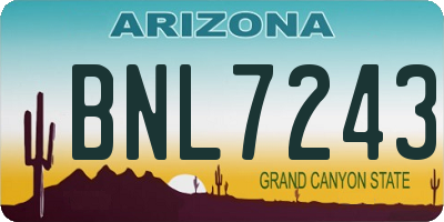 AZ license plate BNL7243
