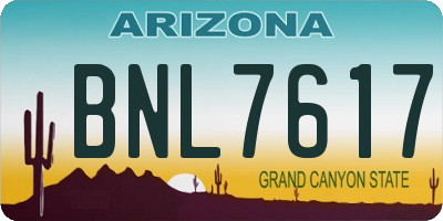AZ license plate BNL7617