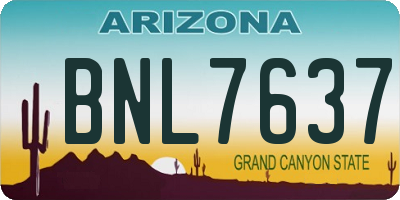 AZ license plate BNL7637