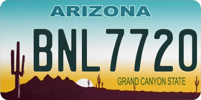 AZ license plate BNL7720