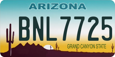AZ license plate BNL7725