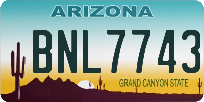AZ license plate BNL7743