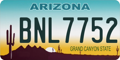 AZ license plate BNL7752